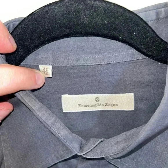 Ermenegildo Zegna Button Up Dress Shirt Slate Gray Sz 41 / 16 - Picture 2 of 6